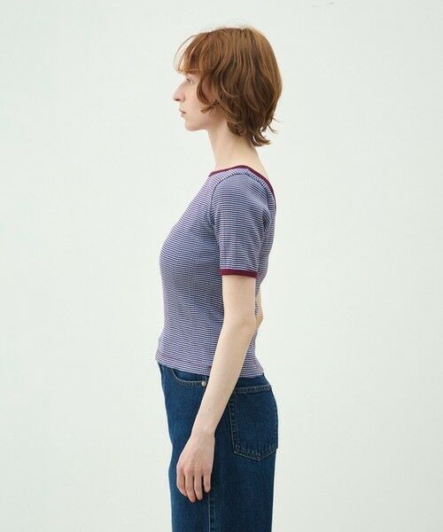 TOMORROWLAND / トゥモローランド Tシャツ | シルキーボーダー ボートネックプルオーバー | 詳細3