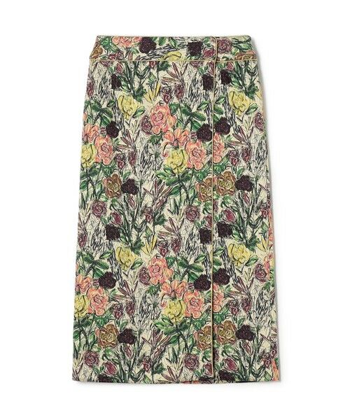 TOMORROWLAND / トゥモローランド ミニ・ひざ丈スカート | 【WEB先行予約】ビンテージフラワージャカード パイピングストレートスカート（52 グリーン系）