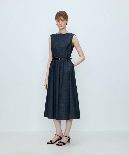 TOMORROWLAND / トゥモローランド ミニ丈・ひざ丈ワンピース | 【WEB先行予約】コンフォートデニム アシンメトリードレープワンピース | 詳細2