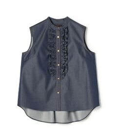 TOMORROWLAND / トゥモローランド シャツ・ブラウス | コットンシルクデニム ラッフルスリーブレスブラウス