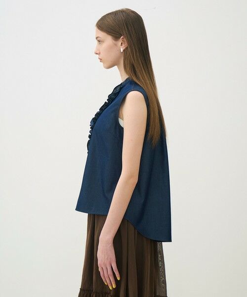 TOMORROWLAND / トゥモローランド シャツ・ブラウス | コットンシルクデニム ラッフルスリーブレスブラウス | 詳細3