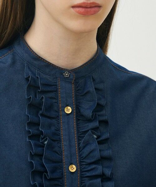 TOMORROWLAND / トゥモローランド シャツ・ブラウス | コットンシルクデニム ラッフルスリーブレスブラウス | 詳細5