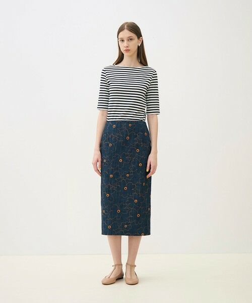 TOMORROWLAND / トゥモローランド デニムスカート | デニムフラワーリング タイトストレートスカート | 詳細1