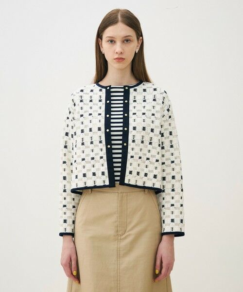 TOMORROWLAND / トゥモローランド ノーカラージャケット | ブロックトリコット カーディガンジャケット | 詳細2