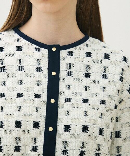 TOMORROWLAND / トゥモローランド ノーカラージャケット | ブロックトリコット カーディガンジャケット | 詳細6