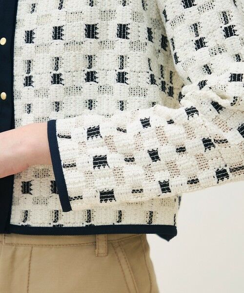 TOMORROWLAND / トゥモローランド ノーカラージャケット | ブロックトリコット カーディガンジャケット | 詳細8