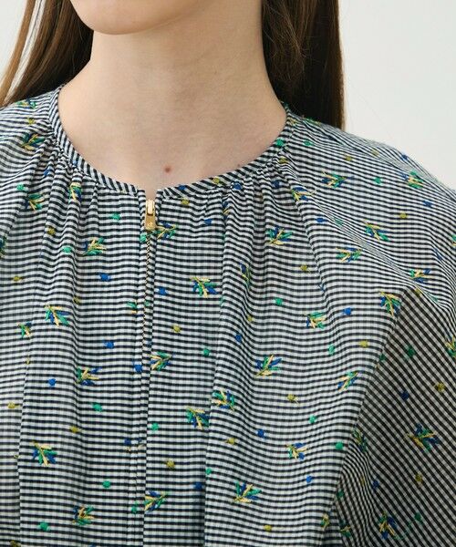 TOMORROWLAND / トゥモローランド その他トップス | ギンガムエンブロイダリー ジップアップライトブルゾン | 詳細6