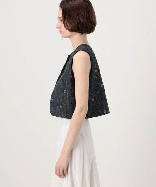 TOMORROWLAND / トゥモローランド ベスト | デニムフラワーリング フロンタブルジレ | 詳細11