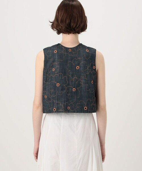 TOMORROWLAND / トゥモローランド ベスト | デニムフラワーリング フロンタブルジレ | 詳細12
