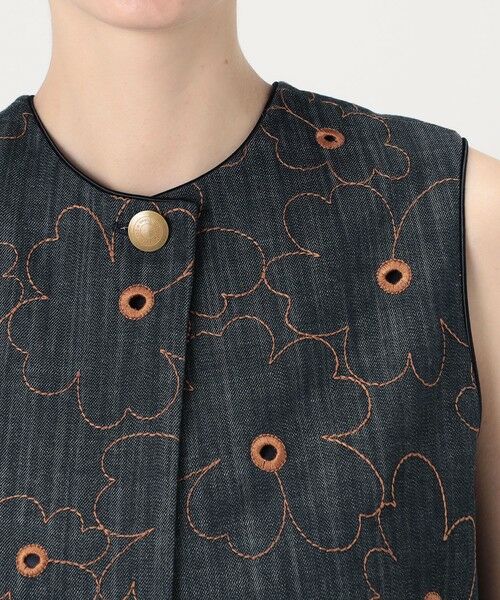 TOMORROWLAND / トゥモローランド ベスト | デニムフラワーリング フロンタブルジレ | 詳細14