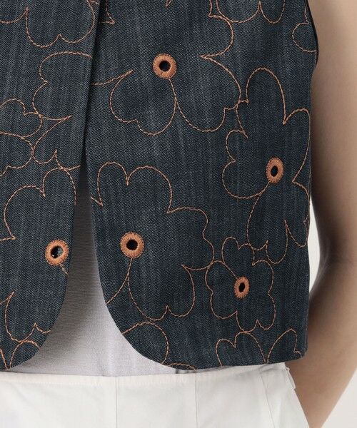 TOMORROWLAND / トゥモローランド ベスト | デニムフラワーリング フロンタブルジレ | 詳細17