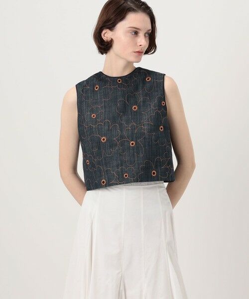 TOMORROWLAND / トゥモローランド ベスト | デニムフラワーリング フロンタブルジレ | 詳細2