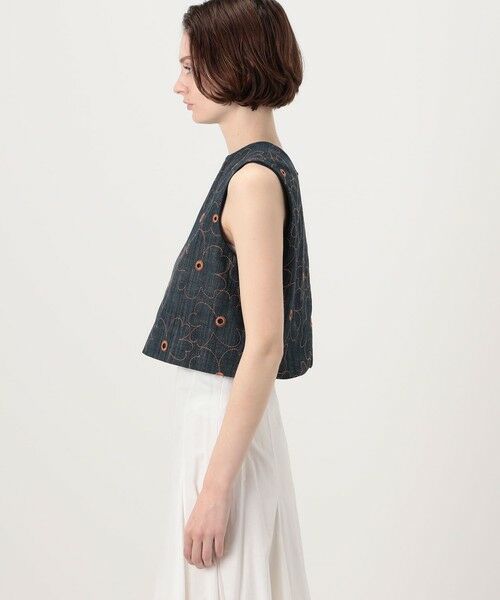 TOMORROWLAND / トゥモローランド ベスト | デニムフラワーリング フロンタブルジレ | 詳細3