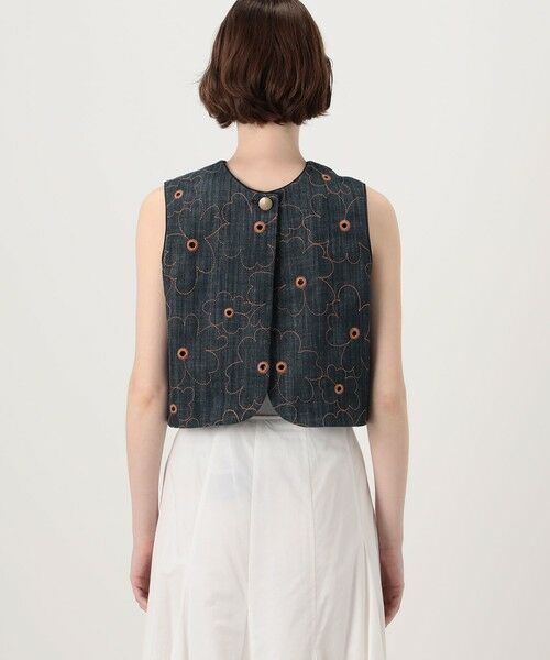 TOMORROWLAND / トゥモローランド ベスト | デニムフラワーリング フロンタブルジレ | 詳細4