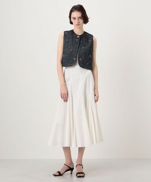 TOMORROWLAND / トゥモローランド ベスト | デニムフラワーリング フロンタブルジレ | 詳細9