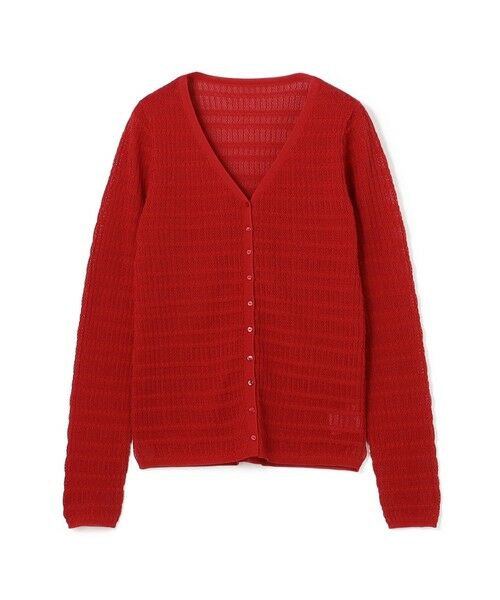 TOMORROWLAND / トゥモローランド カーディガン・ボレロ | コットンポリエステルアセテートリブ Vネックカーディガン(35 レッド)