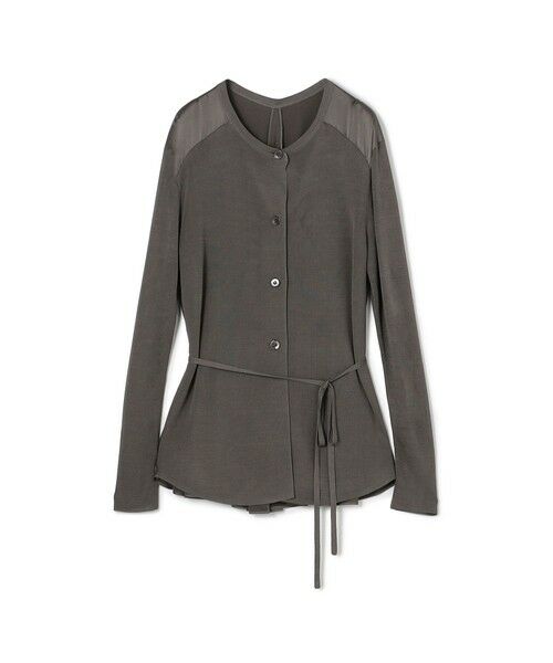 TOMORROWLAND / トゥモローランド カーディガン・ボレロ | 【WEB先行予約】 マットレーヨンシルクサテンコンビ バックドレープカーディガン（17 チャコールグレー）
