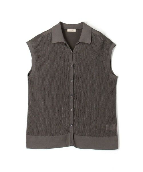 TOMORROWLAND / トゥモローランド ニット・セーター | 【WEB先行予約】 マットレーヨンシルクサテンコンビ フレンチスリーブシャツプルオーバー（17 チャコールグレー）