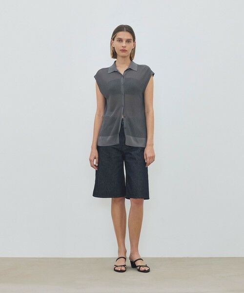 TOMORROWLAND / トゥモローランド ニット・セーター | 【WEB先行予約】 マットレーヨンシルクサテンコンビ フレンチスリーブシャツプルオーバー | 詳細1