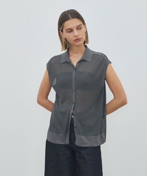 TOMORROWLAND / トゥモローランド ニット・セーター | 【WEB先行予約】 マットレーヨンシルクサテンコンビ フレンチスリーブシャツプルオーバー | 詳細2