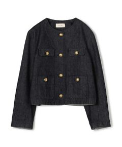 TOMORROWLAND / トゥモローランド Gジャン・デニムジャケット | ハイデンシティーデニム クルーネックコンパクトジャケット