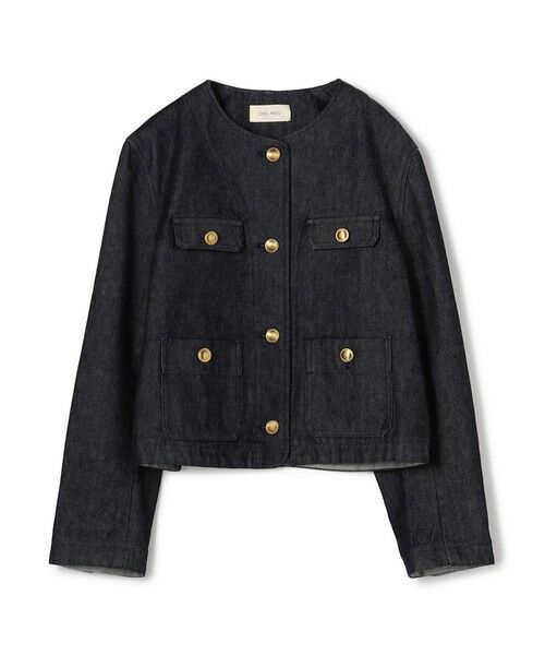 TOMORROWLAND / トゥモローランド Gジャン・デニムジャケット | ハイデンシティーデニム クルーネックコンパクトジャケット（69 ネイビー）