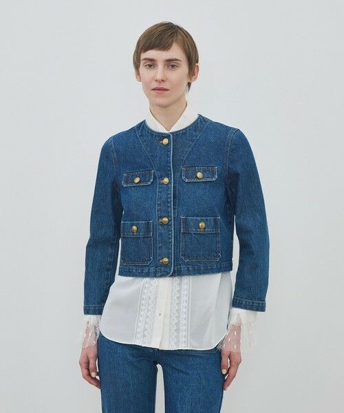 TOMORROWLAND / トゥモローランド Gジャン・デニムジャケット | ハイデンシティーデニム クルーネックコンパクトジャケット | 詳細2