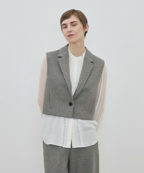 TOMORROWLAND / トゥモローランド ベスト | メランジジャージー ショートジレ | 詳細2