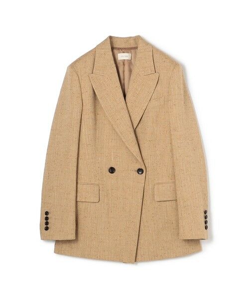 TOMORROWLAND / トゥモローランド テーラードジャケット | リネンストライプ ピークドラペル ダブルブレステッドジャケット（44 ベージュ系）