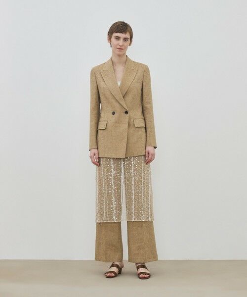 TOMORROWLAND / トゥモローランド テーラードジャケット | リネンストライプ ピークドラペル ダブルブレステッドジャケット | 詳細1