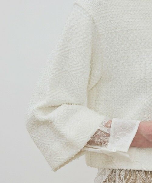 TOMORROWLAND / トゥモローランド ノーカラージャケット | インレイパターン クロップドニットジャケット | 詳細7