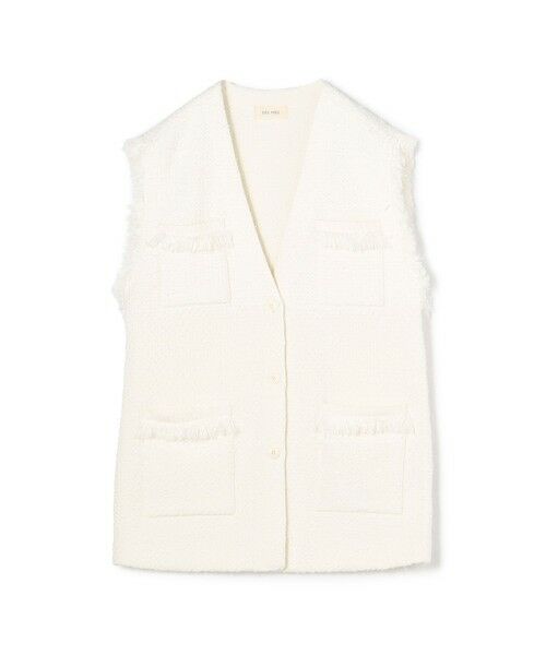 TOMORROWLAND / トゥモローランド ベスト | インレイパターン ニットジレ（11 ホワイト）