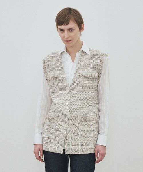 TOMORROWLAND / トゥモローランド ベスト | インレイパターン ニットジレ | 詳細2