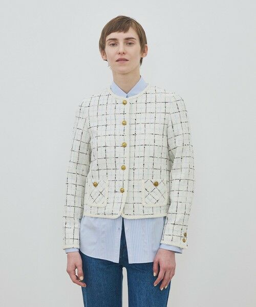TOMORROWLAND / トゥモローランド ノーカラージャケット | ループチェック クルーネックジャケット | 詳細2