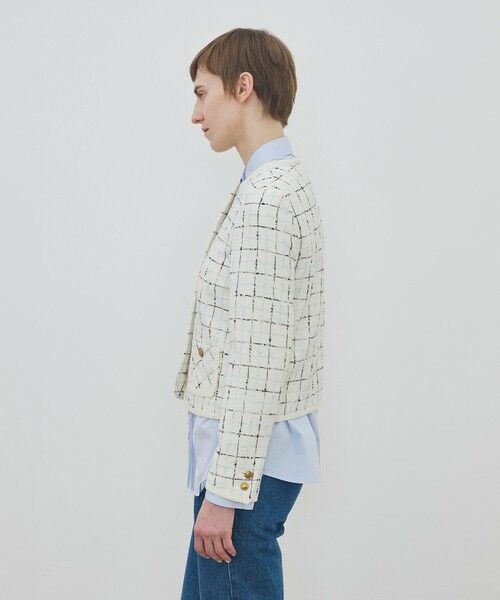 TOMORROWLAND / トゥモローランド ノーカラージャケット | ループチェック クルーネックジャケット | 詳細3