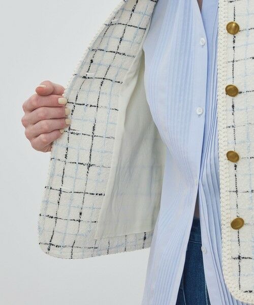 TOMORROWLAND / トゥモローランド ノーカラージャケット | ループチェック クルーネックジャケット | 詳細5