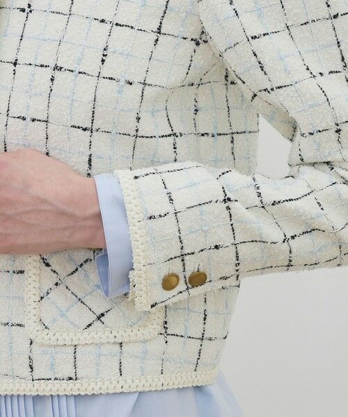 TOMORROWLAND / トゥモローランド ノーカラージャケット | ループチェック クルーネックジャケット | 詳細7