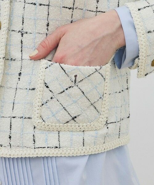 TOMORROWLAND / トゥモローランド ノーカラージャケット | ループチェック クルーネックジャケット | 詳細8