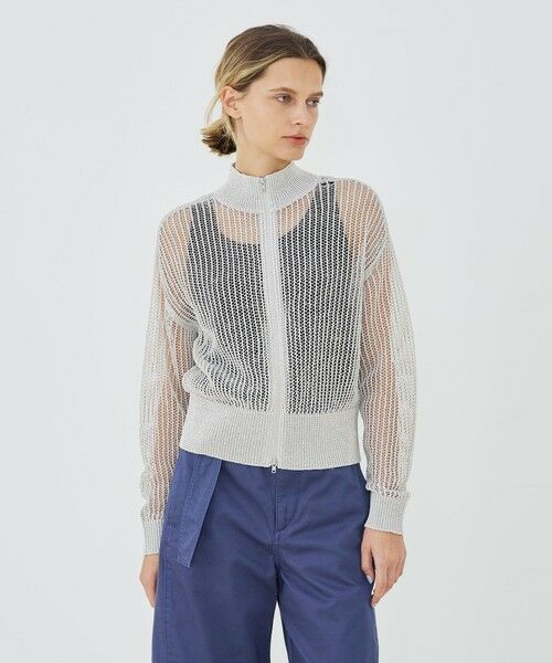 TOMORROWLAND / トゥモローランド カーディガン・ボレロ | パイエットオープンワーク ジップアップカーディガン | 詳細2