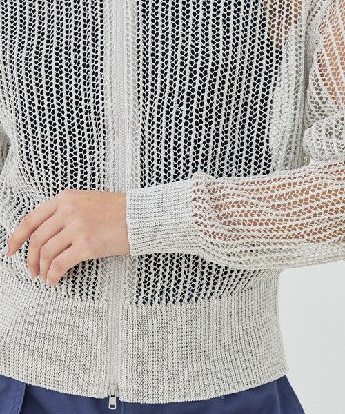 TOMORROWLAND / トゥモローランド カーディガン・ボレロ | パイエットオープンワーク ジップアップカーディガン | 詳細6