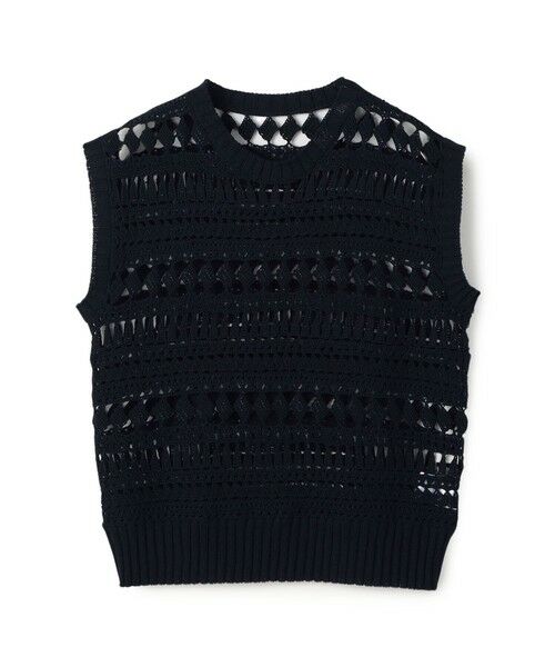 TOMORROWLAND / トゥモローランド ニット・セーター | 【WEB先行予約】コットンクロシェ ノースリーブプルオーバー（69 ネイビー）