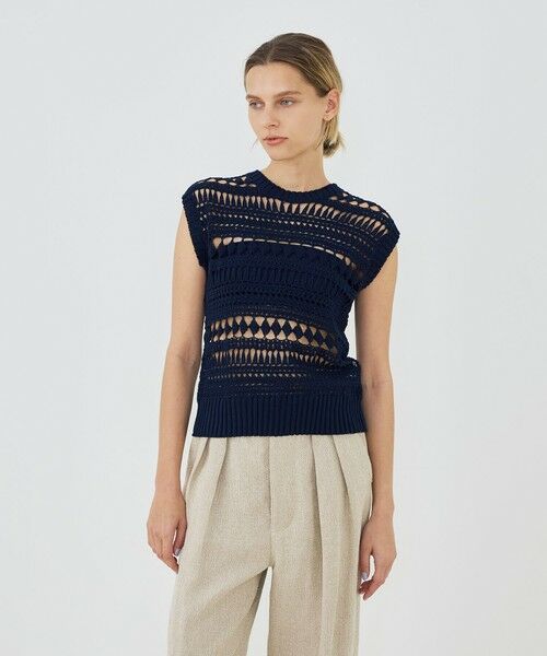 TOMORROWLAND / トゥモローランド ニット・セーター | 【WEB先行予約】コットンクロシェ ノースリーブプルオーバー | 詳細2