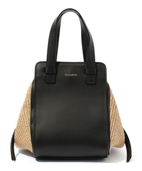 TOMORROWLAND / トゥモローランド ハンドバッグ | VIOLAd'ORO SANDRO ラフィア レザーコンビ ハンドバッグ（18 ブラック系）