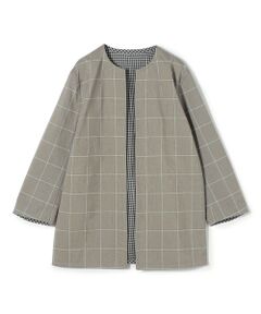 TOMORROWLAND / トゥモローランド ノーカラージャケット | ダブルフェイスチェック リバーシブルジャケット