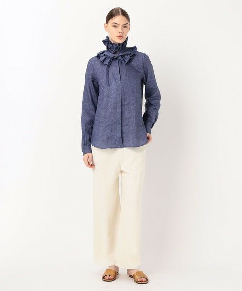 TOMORROWLAND / トゥモローランド シャツ・ブラウス | BOURRIENNE PASTEL リネン ラッフルカラーシャツ | 詳細1