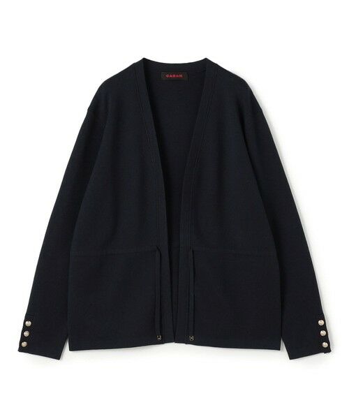TOMORROWLAND / トゥモローランド カーディガン・ボレロ | コットンカシミヤ Vカラーレスカーディガン（69 ネイビー）