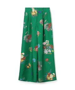 シルク BOUQUETプリント 2タックワイドパンツ