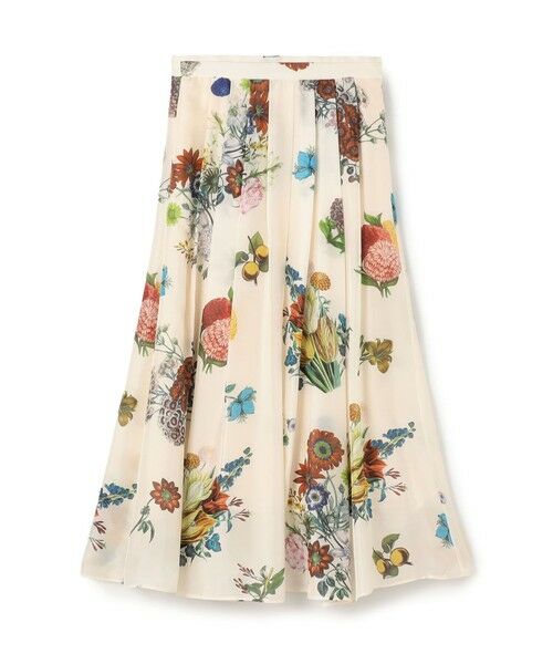 TOMORROWLAND / トゥモローランド ロング・マキシ丈スカート | シルク BOUQUETプリント フレアスカート（12 ホワイト系）
