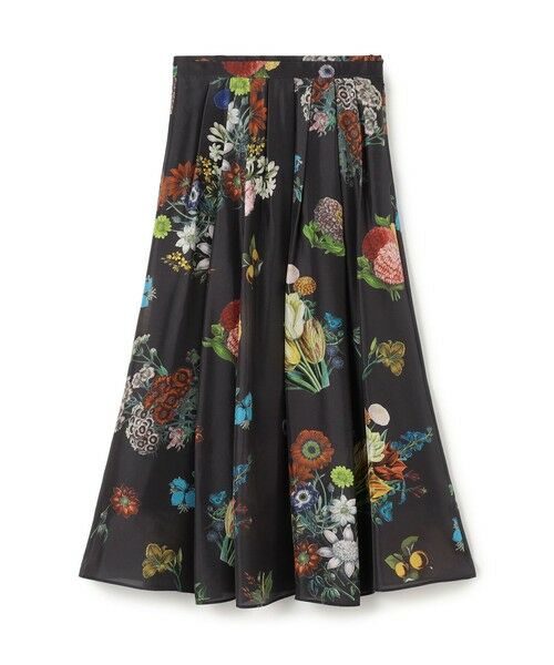TOMORROWLAND / トゥモローランド ロング・マキシ丈スカート | シルク BOUQUETプリント フレアスカート（18 ブラック系）