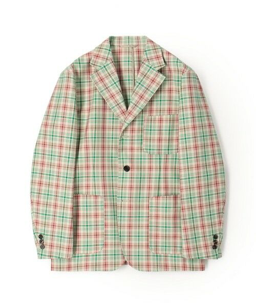 TOMORROWLAND / トゥモローランド テーラードジャケット | ポリエステルコットン チェックテーラードジャケット（54 グリーン系）